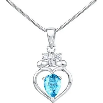 Přívěsek Stříbrný přívěsek srdce s drahým kamenem kámen Topaz JJJBP88-Topaz