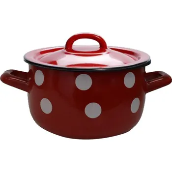 Hrnec Hrnec smalt + pokr. 22cm/4,7L červený, dekor Tečky KLC
