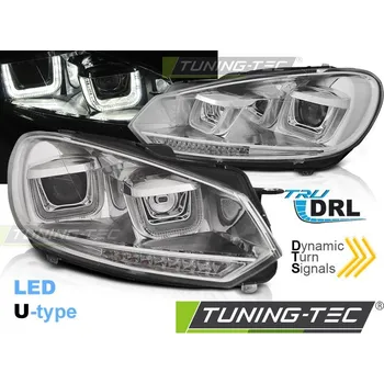 Přední světlomet PŘEDNÍ SVĚTLA U-LED DRL CHROM SEQ pro VW GOLF 6 08-12