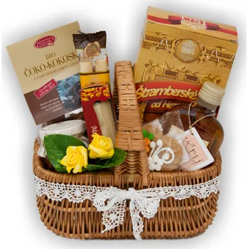 Dárkový potravinový koš Český koš Sladký dárkový košíček