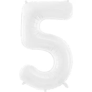 Balónek Fóliový balónek číslo 5, 86cm, bílá