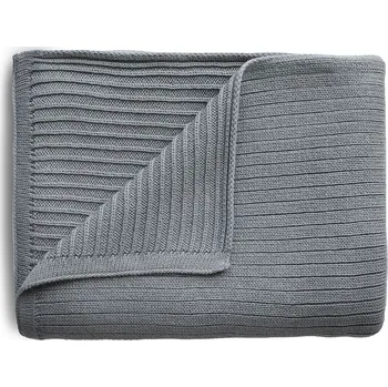 Dětská deka Mushie Pletená dětská deka z organické bavlny pásková 80 x 100 cm šedá