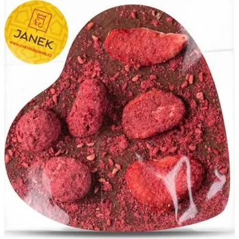 Cukrovinka JANEK Mléčné srdíčko s lyofilizovanými jahodami a malinami 9x9 cm 60 g