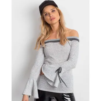 Dámská halenka Šedá španělská halenka se širokými rukávy Fashionhunters šedá 1983637