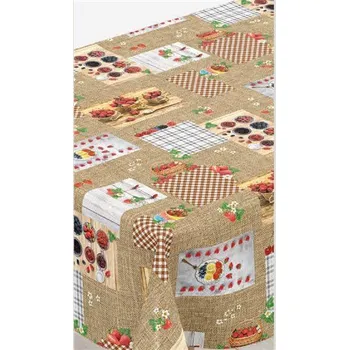 ubrus Ubrus PVC metráž letní ovoce na hnědém podkladu šířka 140 cm