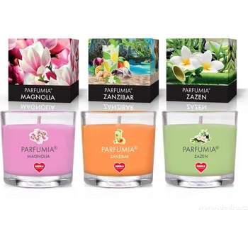 Svíčka VOTIVNÍ SADA 3ks sójových vonných EKO svíček PARFUMIA® řady LEGENDS, 3x 55 ml