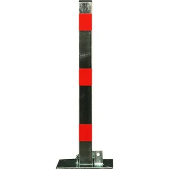 Plotový sloupek Černo-červený ocelový parkovací sloupek (hranatý profil) - výška 60 cm