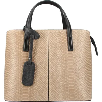 Kabelka Kožená taupe hnědá dámská kabelka do ruky v kroko designu Merle