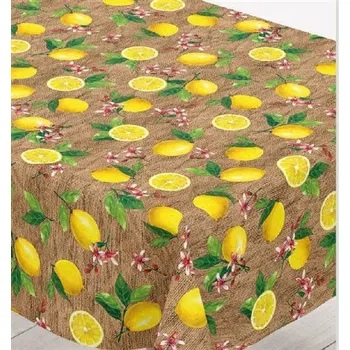 ubrus Ubrus PVC 196A metráž citróny na hnědé pytlovině šířka 140 cm