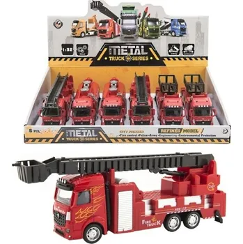 autíčko Medvídci Autíčkoví hasiči kov/plast 21-23cm natahovací 3 druhy 6 Ks v krabici