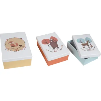 Úložný box Home Deco Kids Dětské krabice na hračky lesní zvířata 3 ks