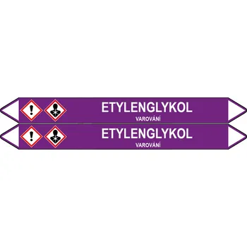samolepka Značení potrubí, etylenglykol,2 ks, 450 × 52 mm