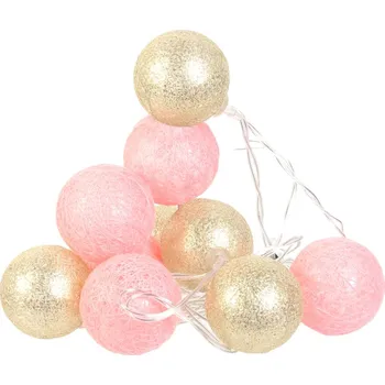 Home Deco Light Girlanda s 10 LED koulemi růžová a zlatá