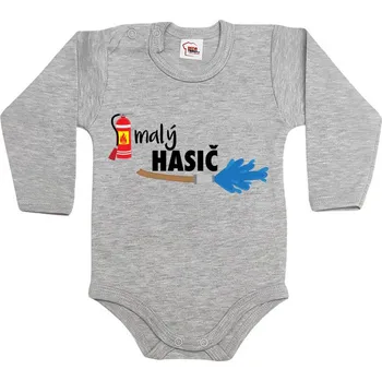 Kojenecký body Dětské body Malý hasič, Barva Tmavý melír, Velikost 98 / 2-3r, Canvas Dětské body Bezvatriko.cz 0406 - DTF/DTG