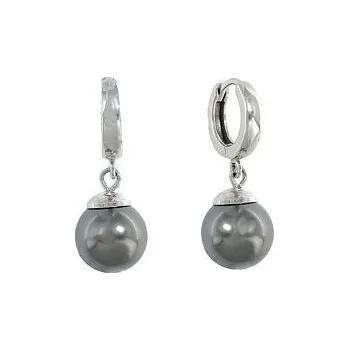 Náušnice Stříbrné kroužky s černými perlami 10mm