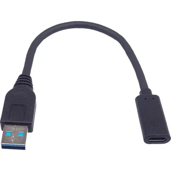 Kabel PremiumCord Adaptér USB 3.0 A/samec - USB-C/samice, USB 3.2 GEN2, 3A, 20cm (kur31-17)