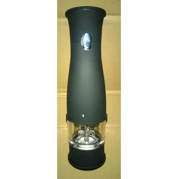 Kuchyňský mlýnek elektrický mlýnek na sůl či pepř s regulací, podsvícením a bateriemi černý