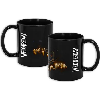 Pánské tričko Hrnek malý černý s potiskem Celopotisk Wednesday