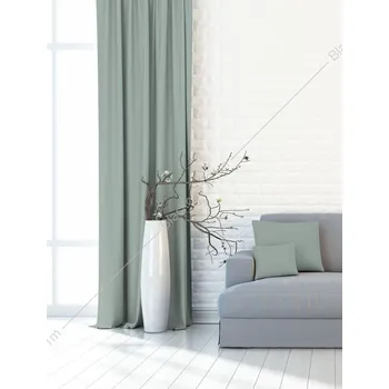 Zatemňovací závěsy mentolové - Blackout - kroužky na závěsy stříbrný mat 161