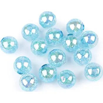 Korálek Plastové korálky s AB efektem Ø13 mm, barva 4 tyrkys sv.