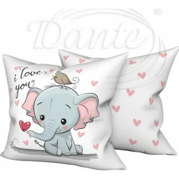 Dekorativní polštářek Dante Povlak Slůně se srdíčky - 40 x 40 cm
