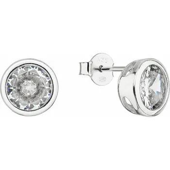 Náušnice Stříbrné náušnice pecky se zirkonem bílé kulaté 11406.1 crystal