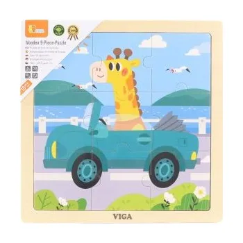 Dřevěné puzzle 9 dílků - auto