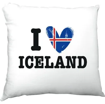 Polštář Polštář saténový s potiskem I love Iceland