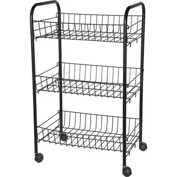 regál Doro C80621670 kuchyňský vozík třípatrový 62 x 40 x 26 cm černý