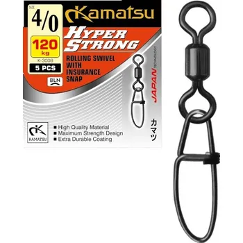 HYPER STRONG- Rolling Swivel With Insurance Snap Velikost: 1/0 5ks 55kg