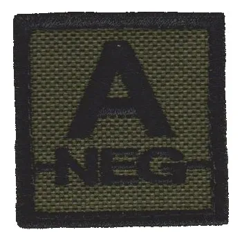 Nášivka NAVYS Označení krevní skupiny A- velcro suchý zip 4x4 bojová B-42