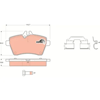 Brzdová destička Sada brzdových destiček, kotoučová brzda TRW GDB1629