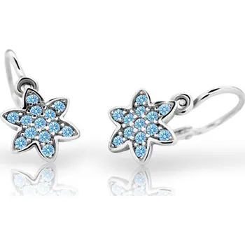 Šperk Cutie Kids Jewellery C2206-10-70-x-2 Dětské náušnice kytičky z bílého zlata na brizuru Cutie C2206 Arctic Blue – zlatý šperk ryzosti 585/1000 v Dárkovém balení s Certifikátem GBEWM-00415