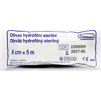 Steriwund Obinadlo hydrofilní pletené sterilní 8 cm x 5 m 1 ks