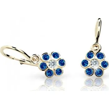 Náušnice Cutie Kids Jewellery c1737-10-60-x-1 Zlaté dětské náušnice na brizuru Cutie kytičky C1737 Dark Blue – zlatý šperk ryzosti 585/1000 v Dárkovém balení s Certifikátem GBEYT-00559