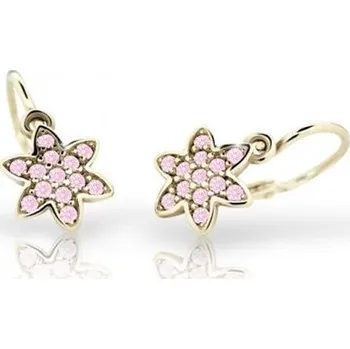 Náušnice Cutie Kids Jewellery c2206-10-20-x-1 Zlaté dětské náušnice na brizuru Cutie kytičky C2206 Pink – zlatý šperk ryzosti 585/1000 v Dárkovém balení s Certifikátem GBEYR-00549