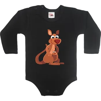 Kojenecký body Dětské body - Klokan, Barva Černá, Velikost 80 / 9-12m, Canvas Dětské body Bezvatriko.cz 1729