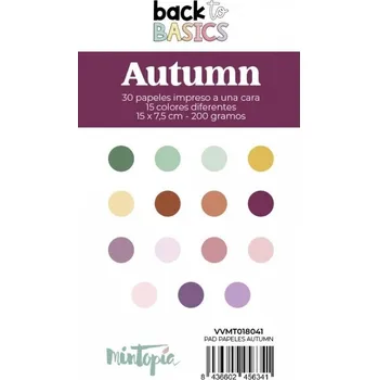 mintopia Sada jednostranných barevných papírů (30ks) 7,5x15cm Autumn