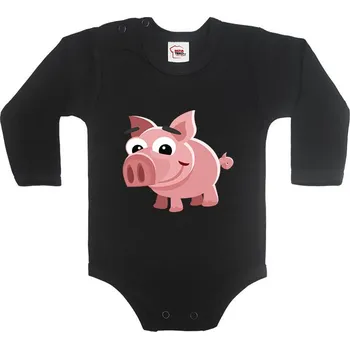 Kojenecký body Dětské body - Prasátko, Barva Černá, Velikost 74 / 6-9m, Canvas Dětské body Bezvatriko.cz 1726