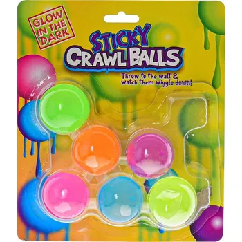 Dětský míč Míček lepící svítící ve tmě 4cm 6ks na kartě