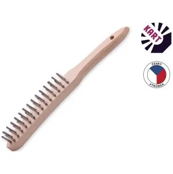 Drátěný kartáč Kartáč s dřevěnou rukojetí, drát 0,35mm - nerez - 2 řady