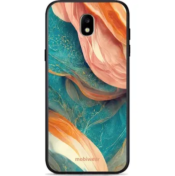 Pouzdro na mobilní telefon Lesklý kryt Mobiwear Glossy - Samsung Galaxy J3 2017 - G025G - Azurový a oranžový mramor (Prémiové lesklé pouzdro, obal, kryt Mobiwear Glossy na mobil Samsung Galaxy J3 2017 - G025G - Azurový a oranžový mramor, materiál Plast + TPU silikon - krytí po všec