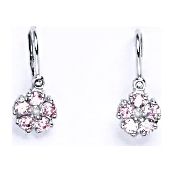 Náušnice Stříbrné náušnice dětské , pik zirkon - VE202 (Dětské stříbrné náušnice s pink zirkonem)