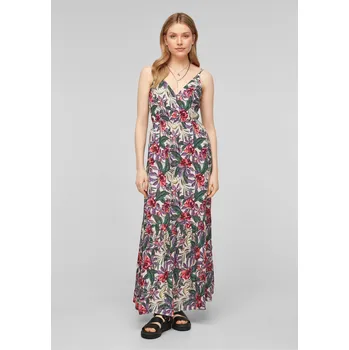 Dámské šaty Q/S s.Oliver dámské květované maxi šaty béžové Velikost: 34