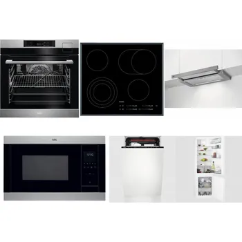 Set domácích spotřebičů AEG BSK792380M + AEG Mastery DirectTouch HK654070FB + AEG DPE5660M + AEG Mastery MSB2547D-M + AEG Mastery MaxiFlex FSE73507P + AEG Mastery NoFrost SCB618F6TS