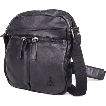 Luxusní kožená hladká černá crossbody taška Dakar no. 1013
