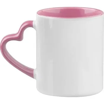 Hrnek s uchem ve tvaru srdce Barva: Růžová, Motiv: BEZ POTISKU