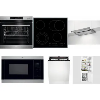 Set domácích spotřebičů AEG BSK782380M + AEG Mastery DirectTouch HK654070FB + AEG DPE5660M + AEG Mastery MSB2547D-M + AEG FSE74707P + AEG Mastery FlexiShelf SCE818D3LC