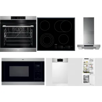 Set domácích spotřebičů AEG BPK742380M + AEG Mastery DirectTouch HK654070FB + AEG Mastery DBB5660HM + AEG Mastery MSB2547D-M + AEG Mastery MaxiFlex FEE73517PM + AEG Mastery FlexiShelf SCE818D3LC