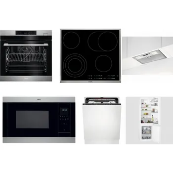 Set domácích spotřebičů AEG BSK782380M + AEG Mastery DirectTouch HK654070XB + AEG DGB3523S + AEG Mastery MSB2547D-M + AEG FSE74707P + AEG Mastery NoFrost SCB618F6TS